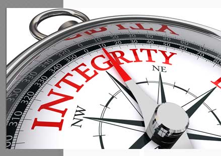 A compass pointing to Integrity